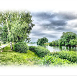 vignette of the Trent riverbank near Swarkestone Bridge, Derbyshire