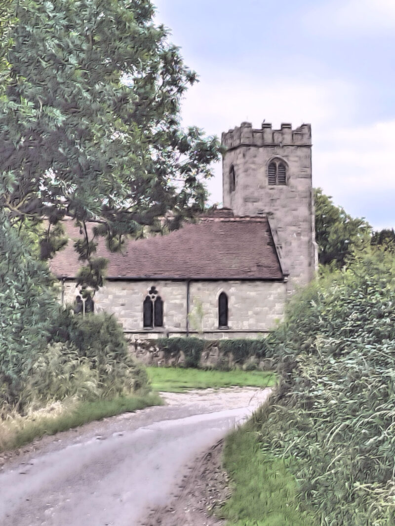 Rustic image of St James' Church, Swarkestone, Derbyshire