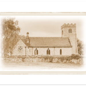 Vintage effect greeting card of St James' Church, Swarkestone, Derbyshire